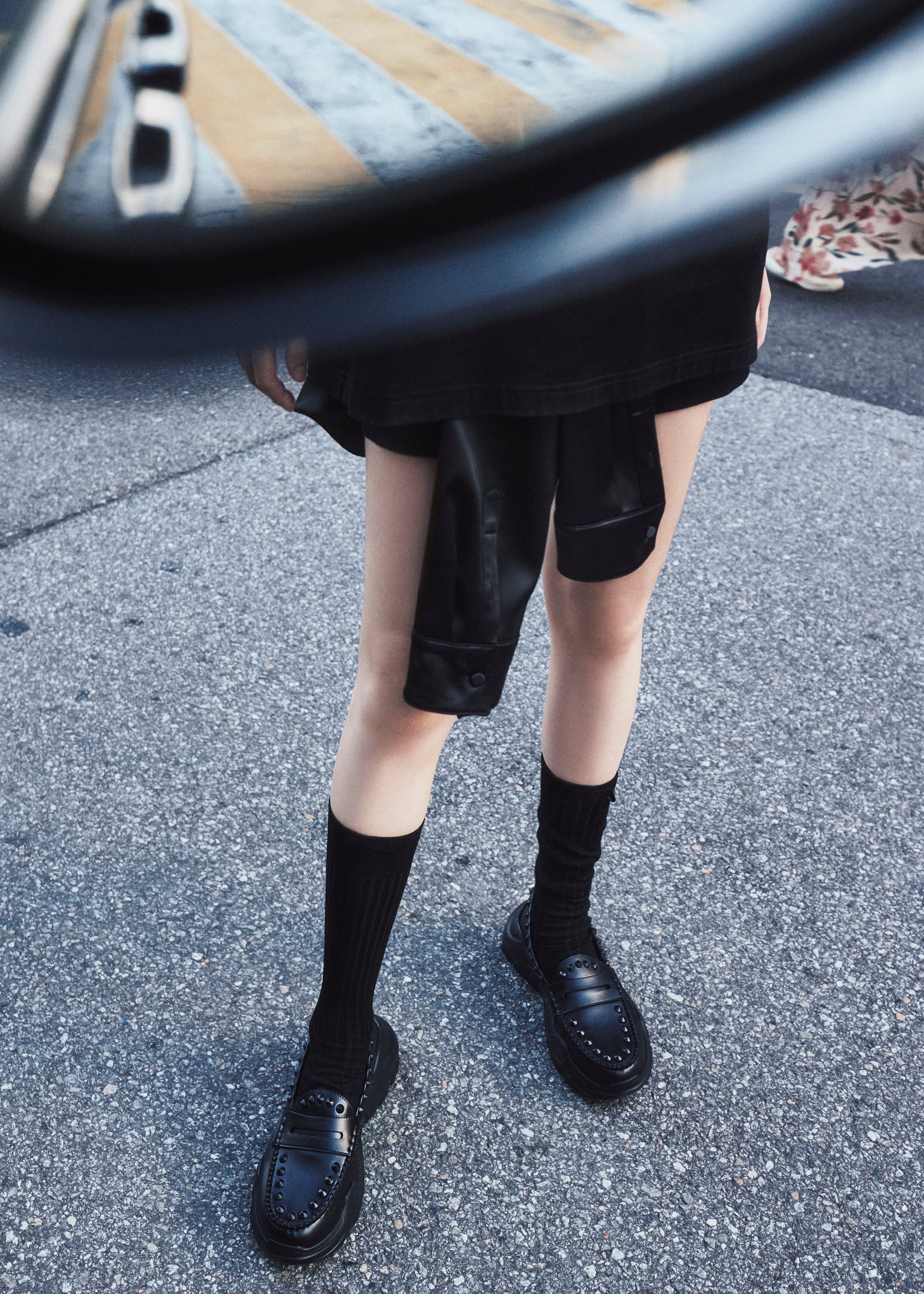 AKIKOAOKI X WE11DONE BLACK WOMENS MATTE BLACK STUDDED LOAFERS