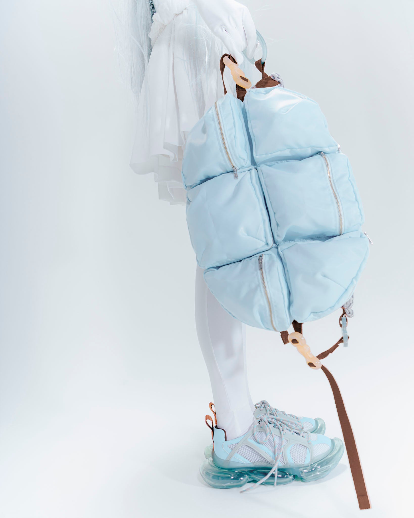 7 Pockets Bag Blue×Gray×Ivory