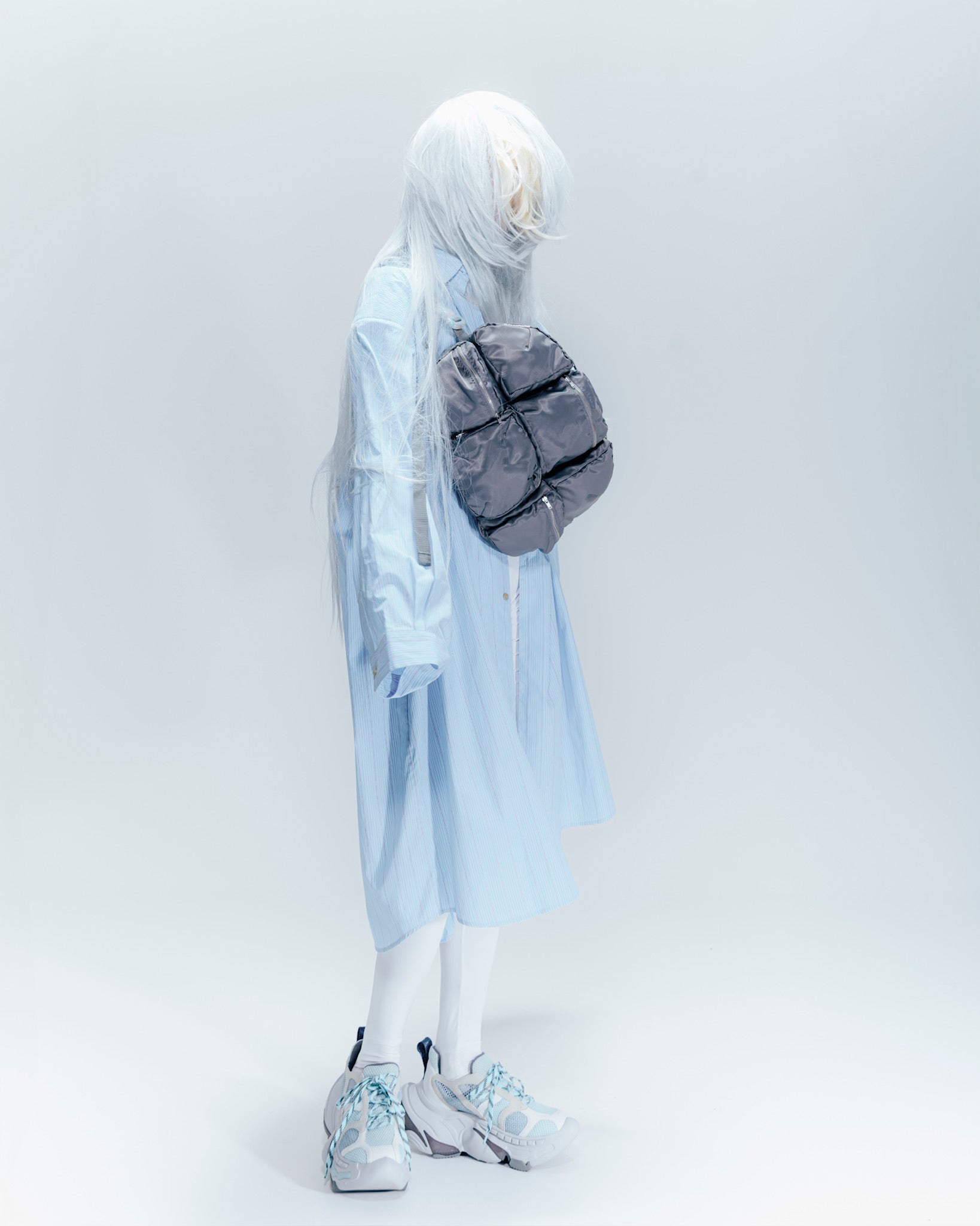 7 Pockets Bag Gray×Purple×Aurora