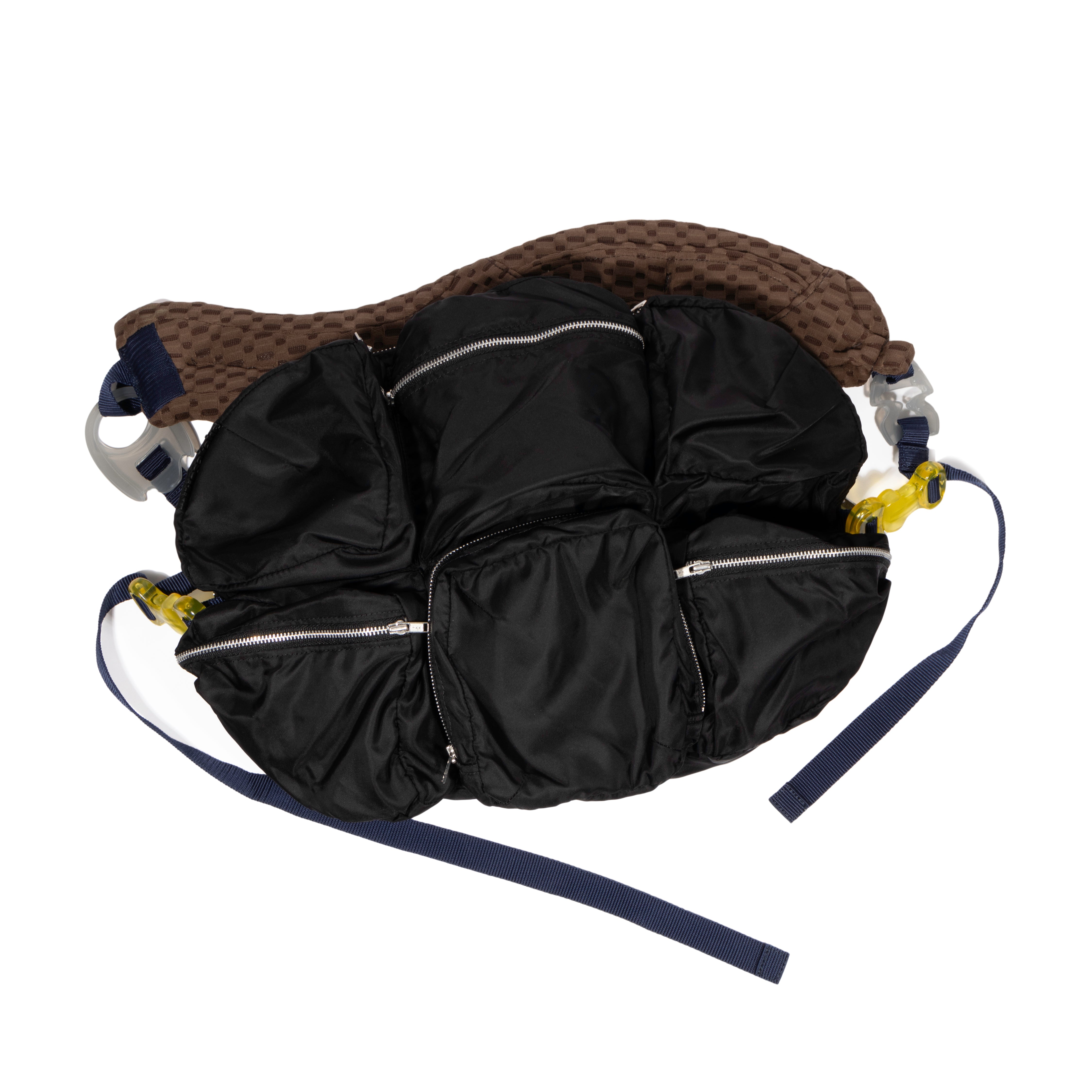 7 Pockets bag Black × Navy × Yellow