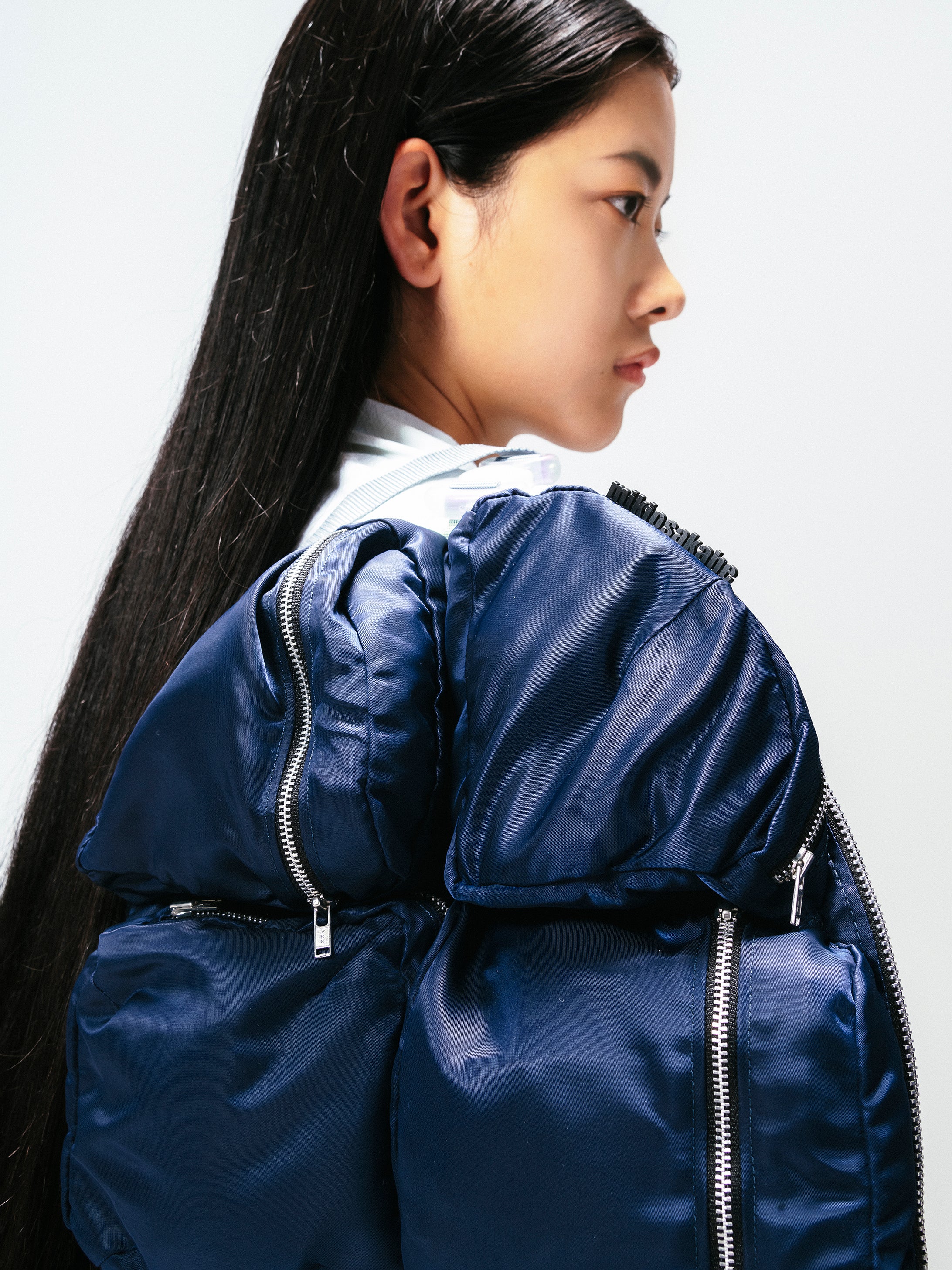 7 Pockets bag Navy × Gray × Aurora purple