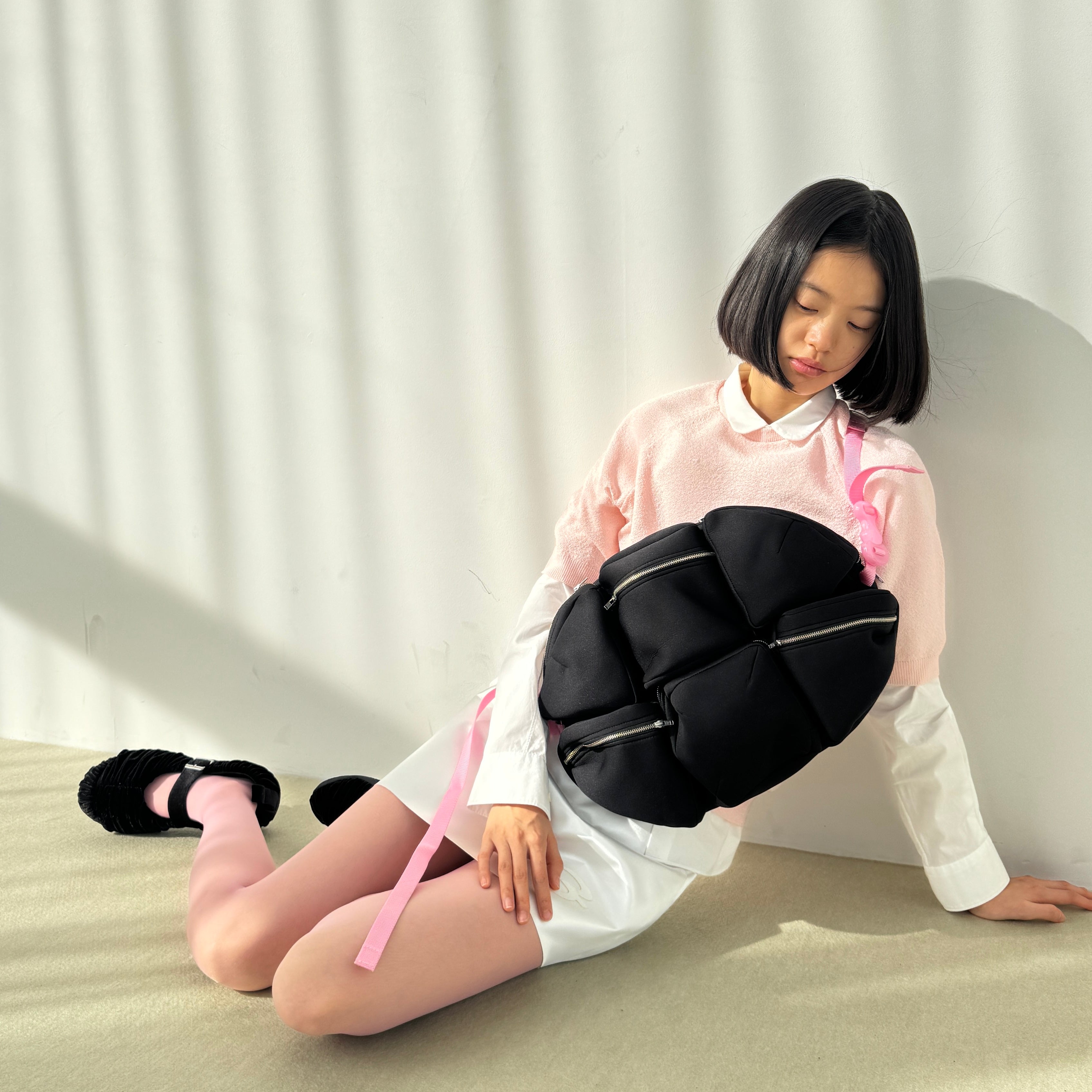 7 Pockets Bag Black×Black×Pink Neoprene