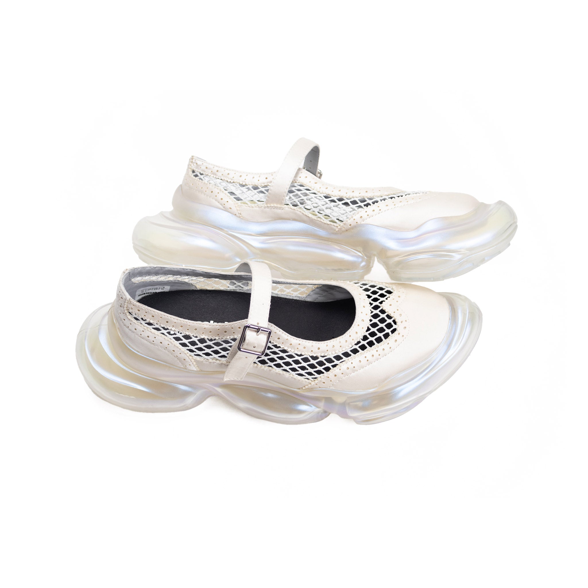 Mirage Mary Jane Mesh White Satin