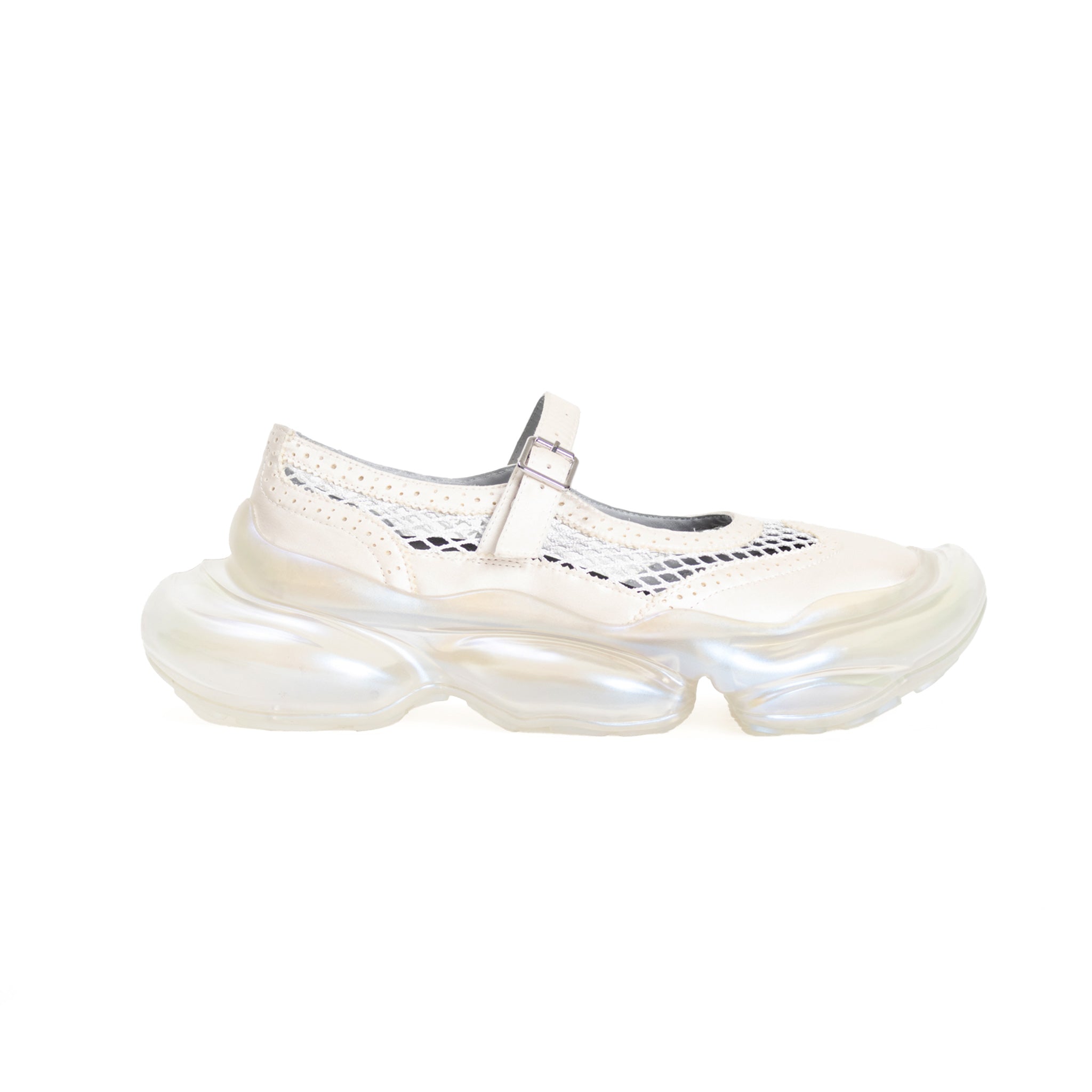 Mirage Mary Jane Mesh White Satin