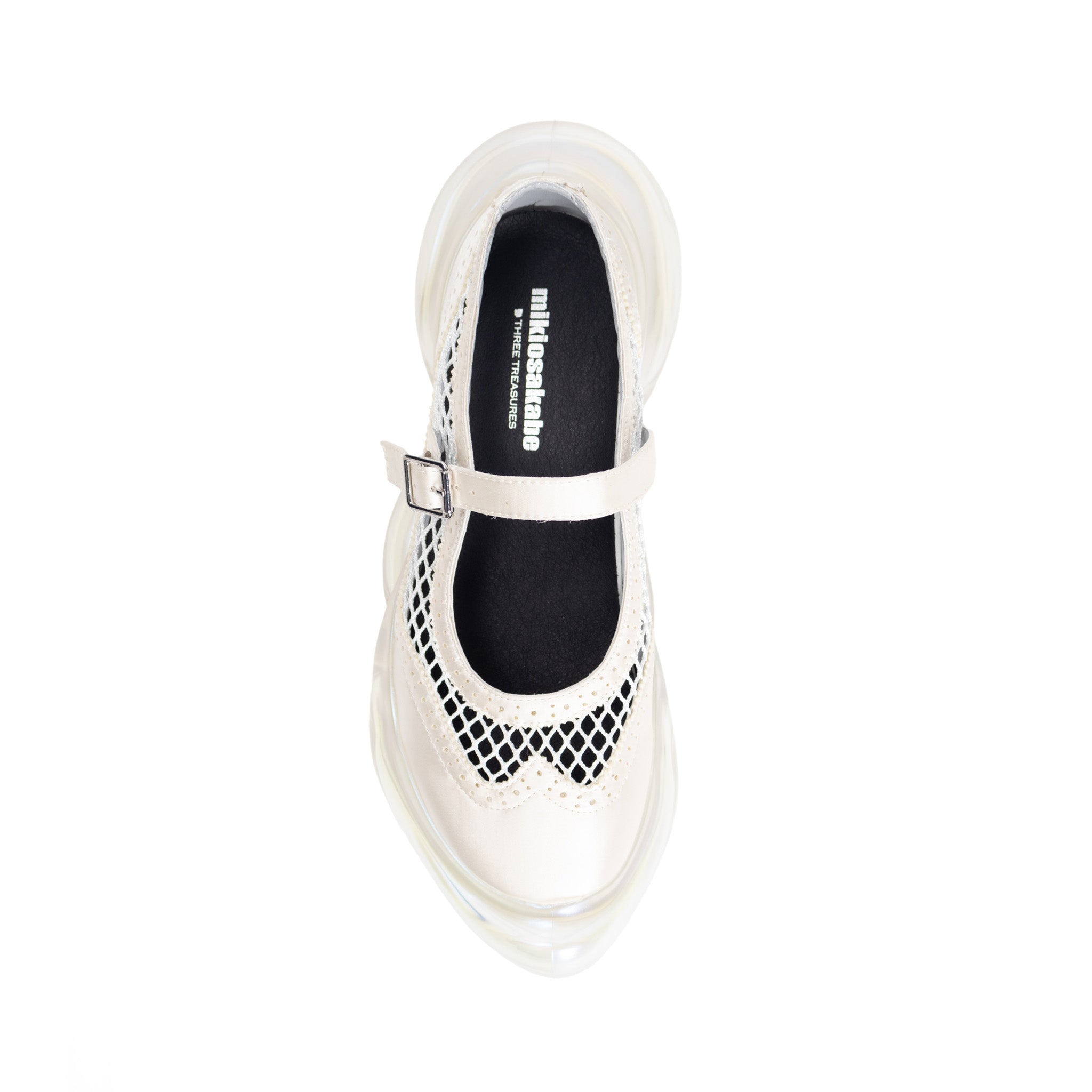 Mirage Mary Jane Mesh White Satin