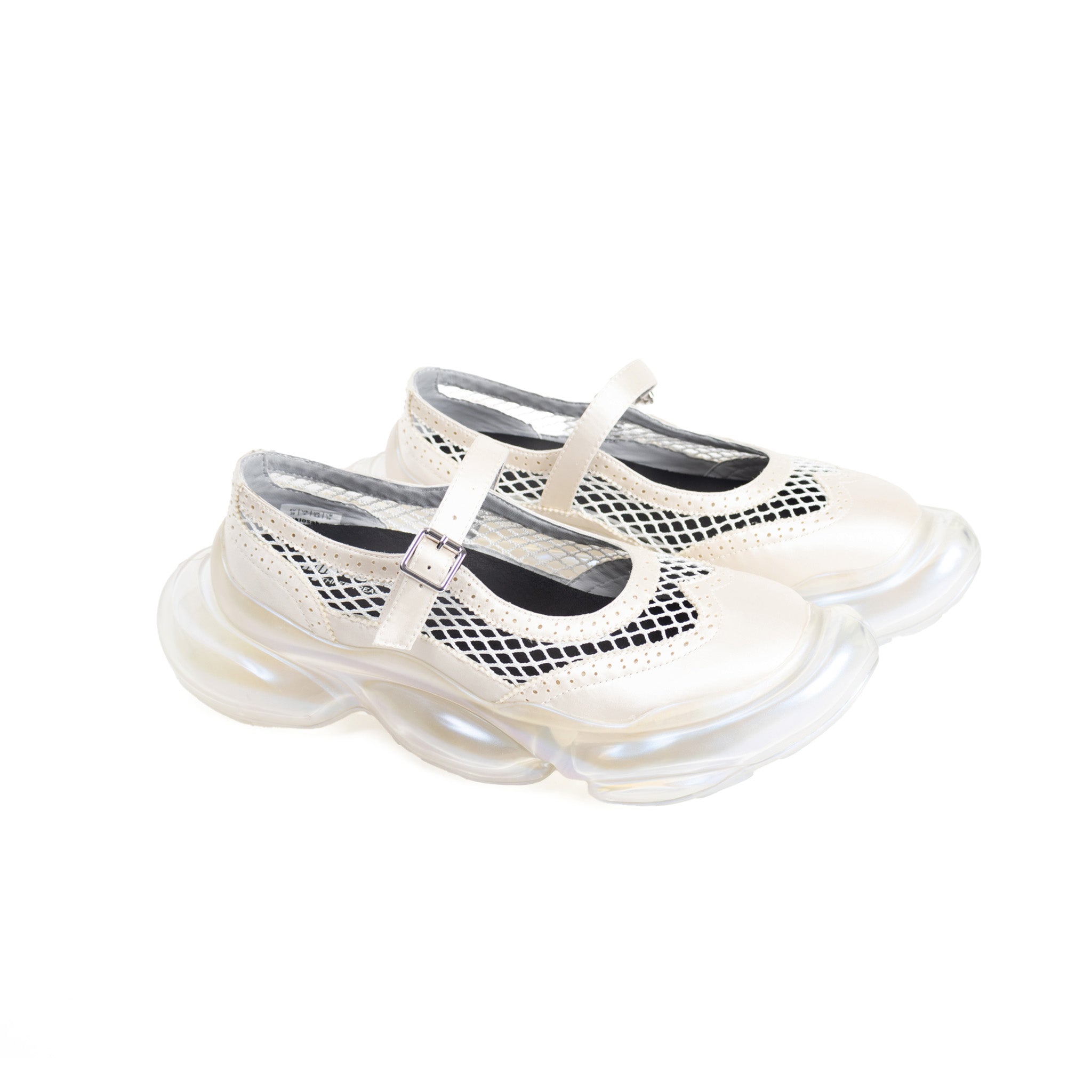 Mirage Mary Jane Mesh White Satin