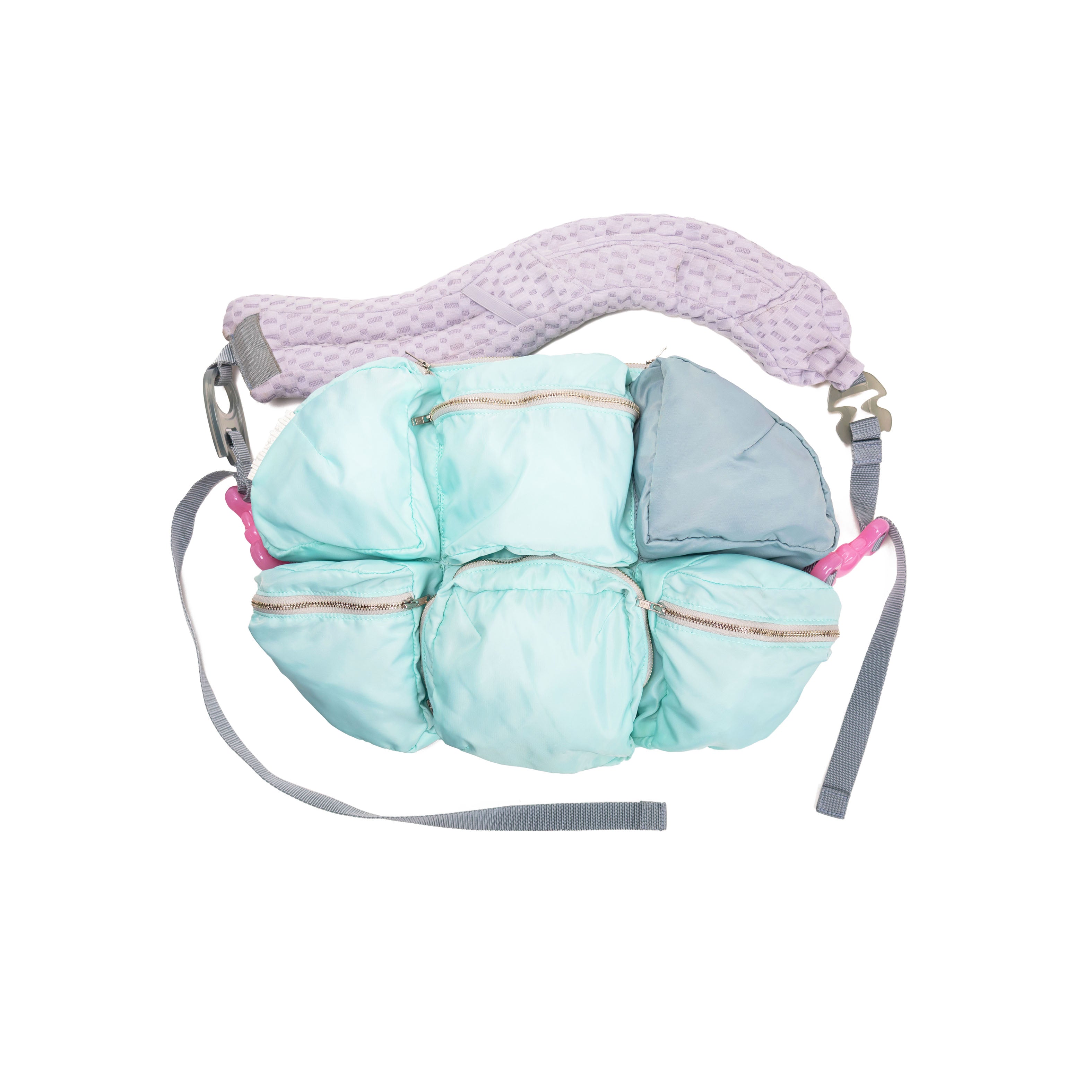 7 Pockets bag Mint Blue Bicolor × Pink