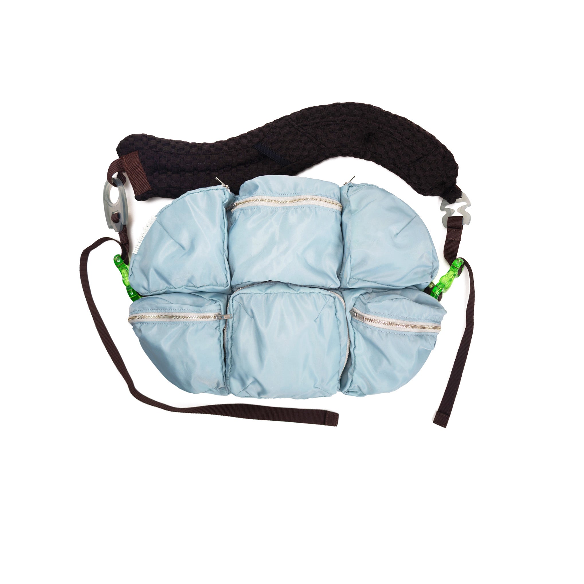 7 Pockets bag Light Blue × Brown × Green