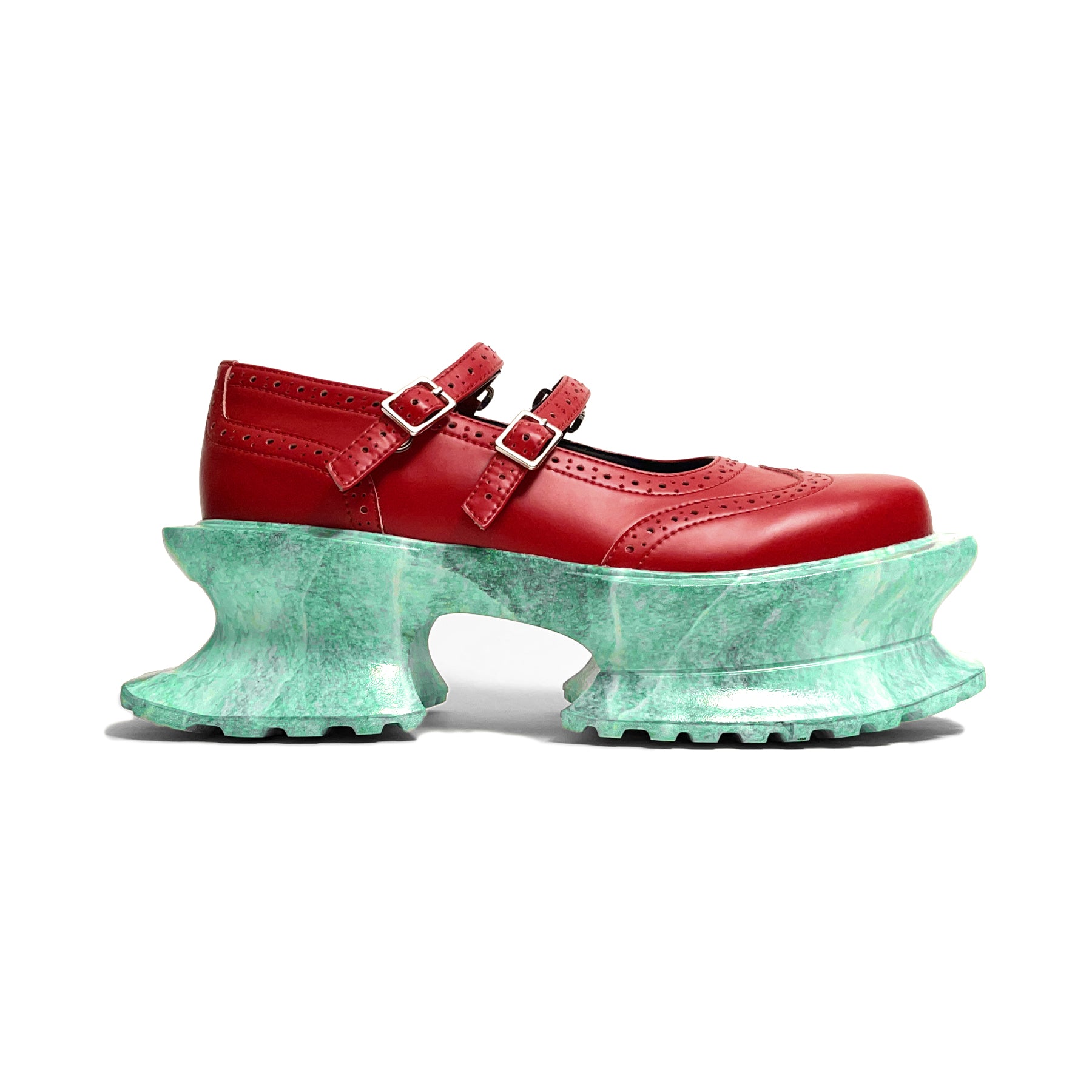 Aerial Garden shoes Red Leather × Jade