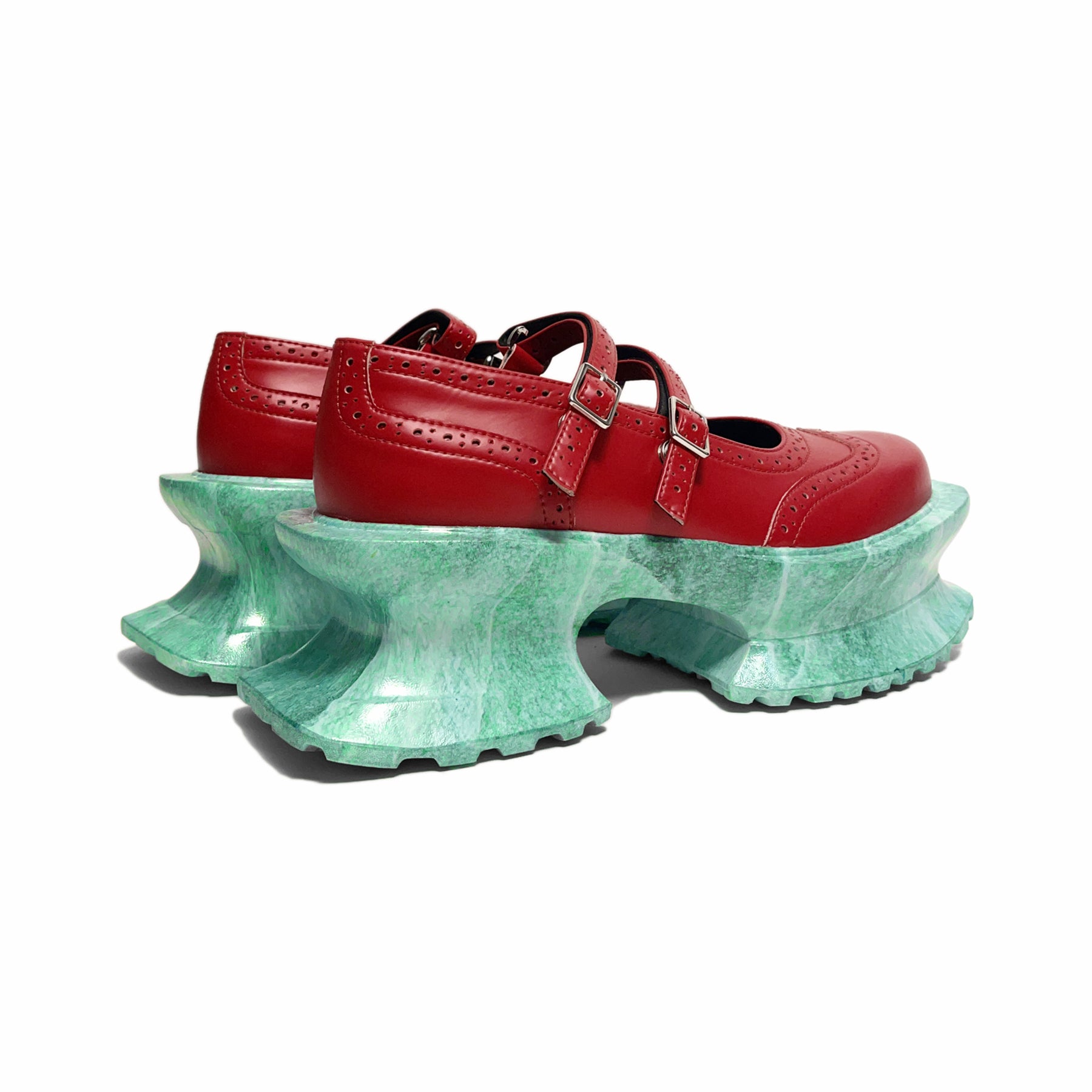 Aerial Garden shoes Red Leather × Jade