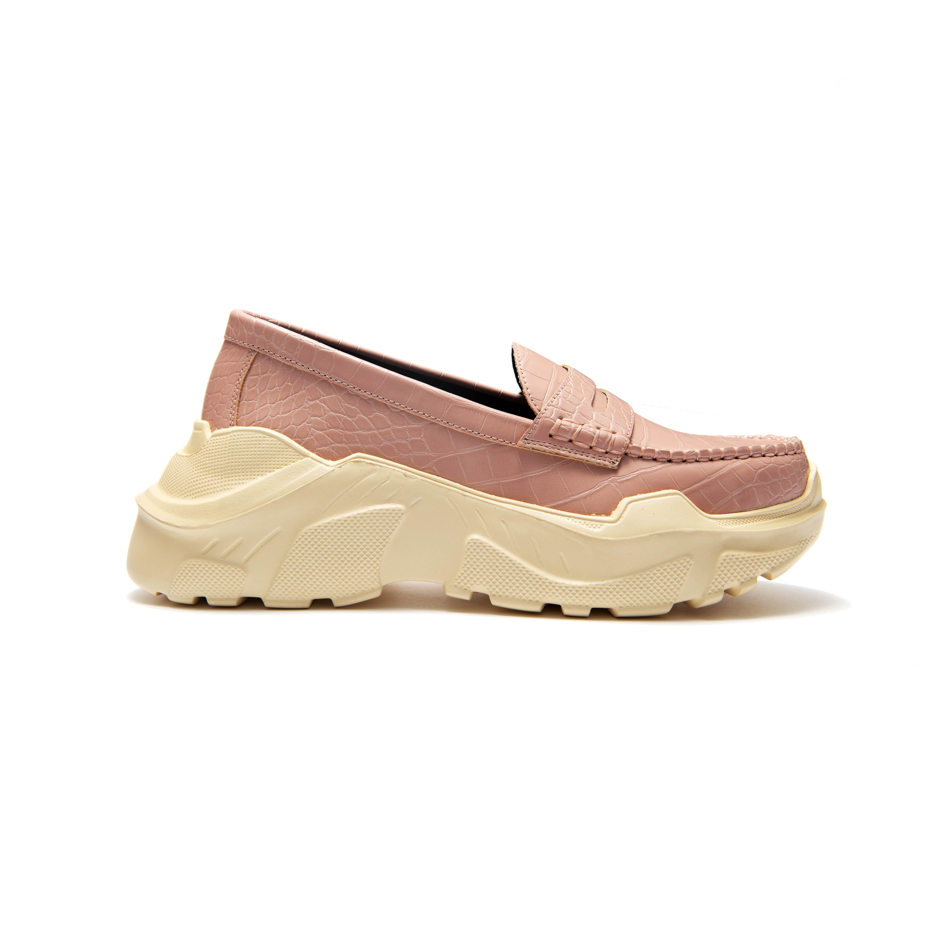 Regulated Gravity-crocodile textured pattern Dusty Pink×Ivory