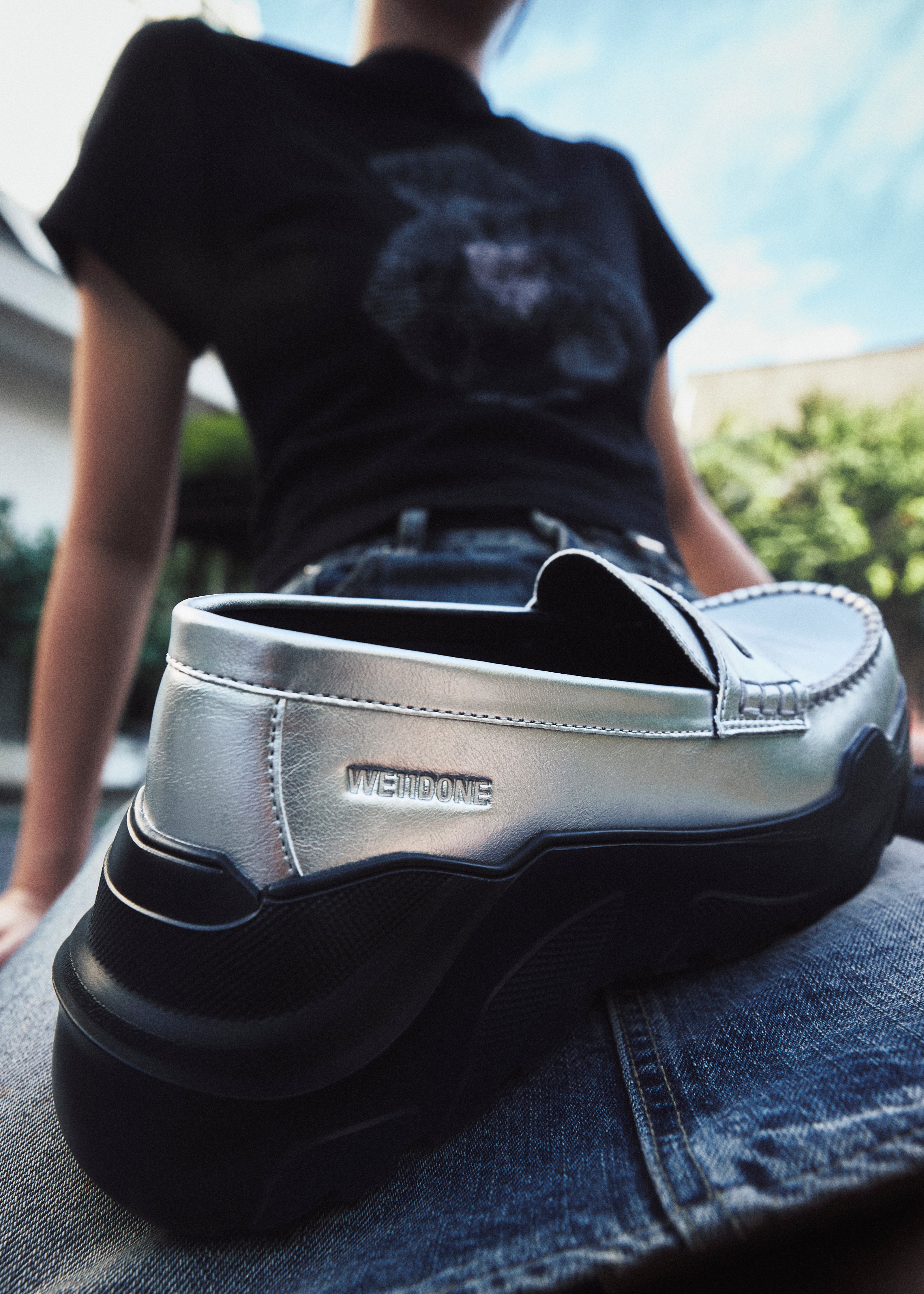 AKIKOAOKI X WE11DONE SILVER WOMENS SILVER LOAFERS