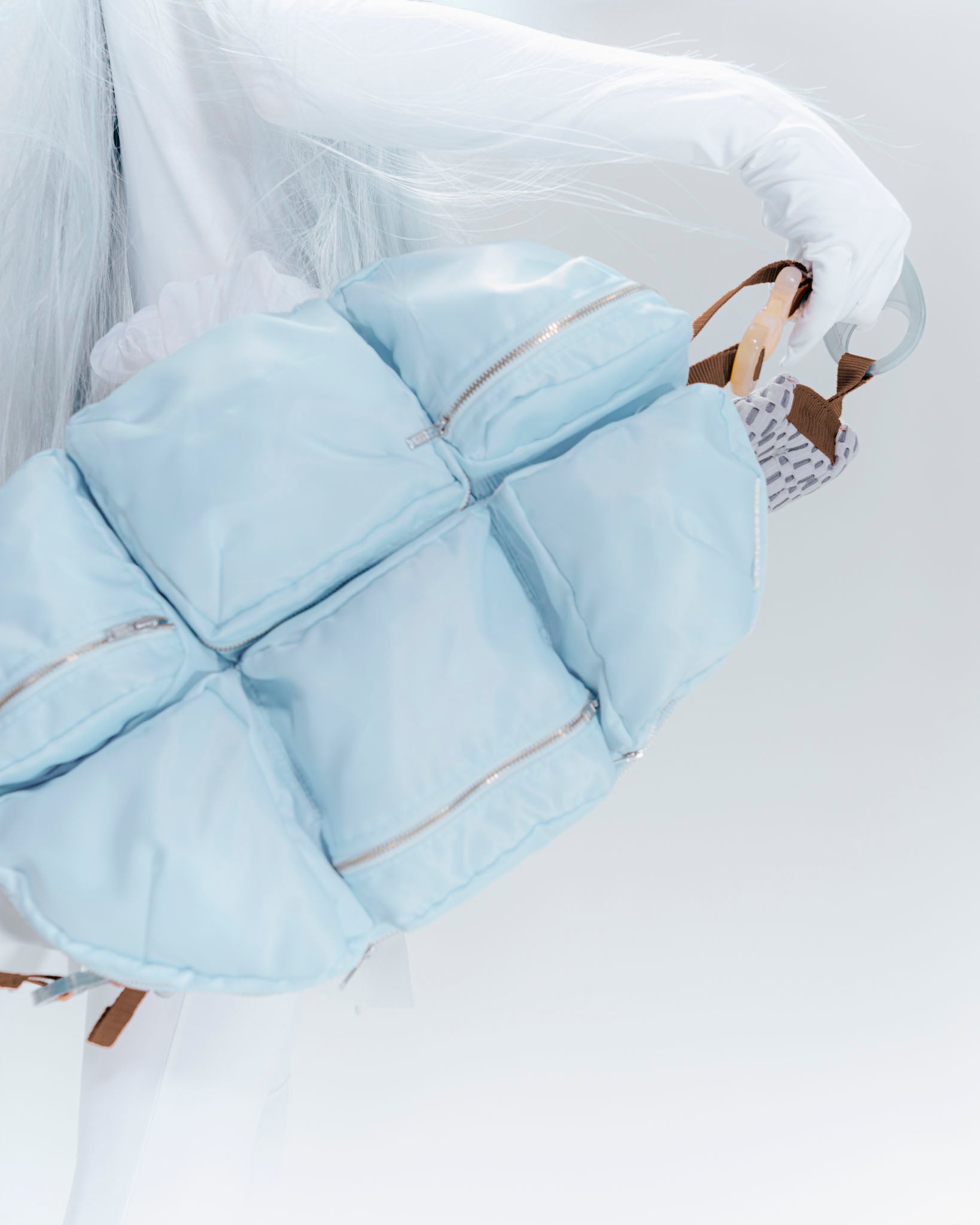 7 Pockets Bag Blue×Gray×Ivory
