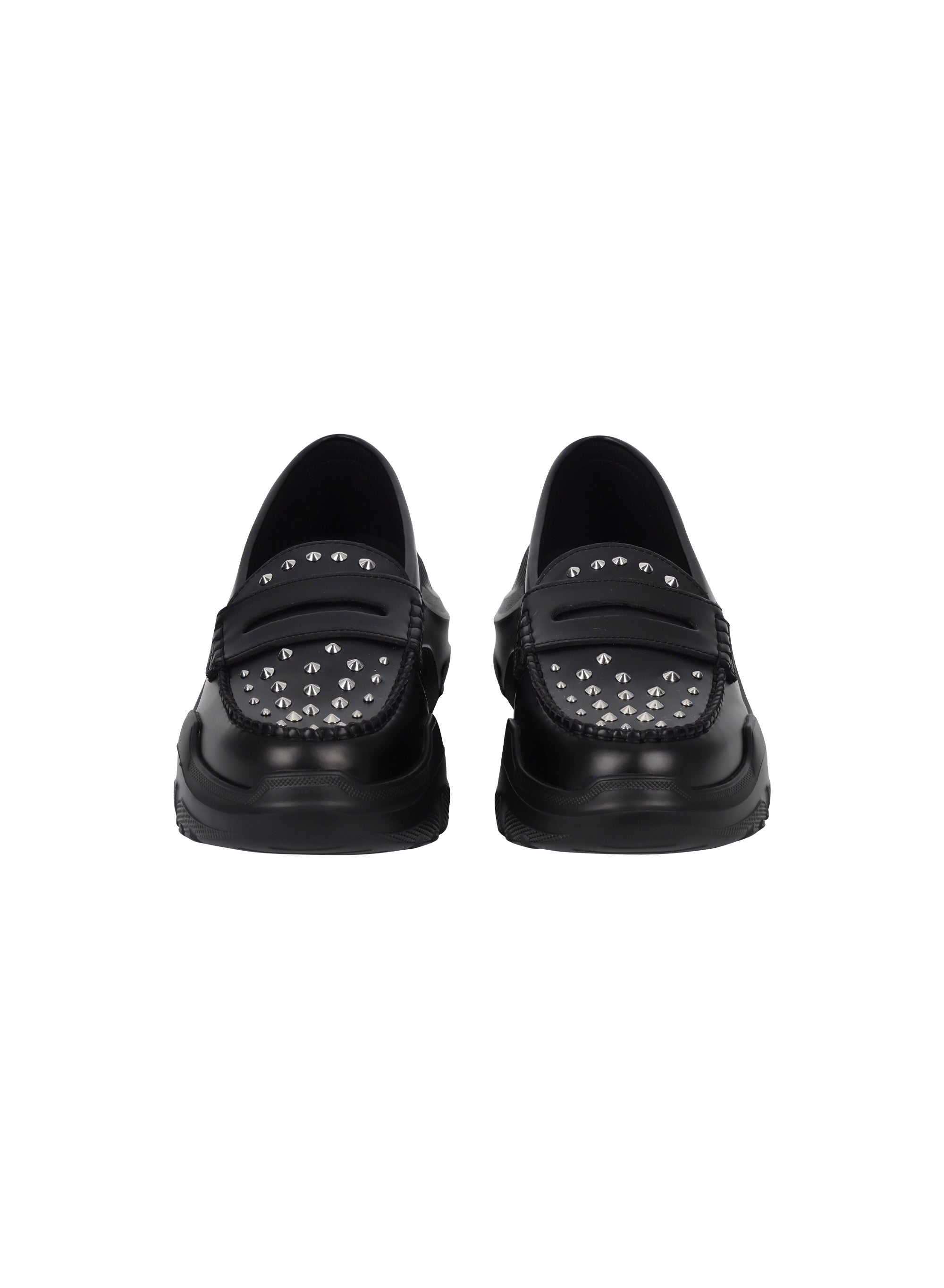 AKIKOAOKI X WE11DONE BLACK WOMENS STUDDED LOAFERS