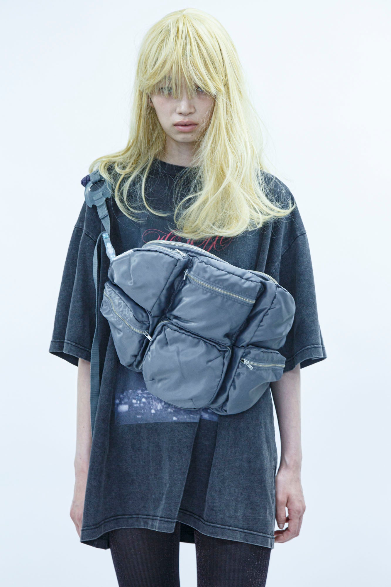 7 Pockets Bag Gray×Purple×Aurora