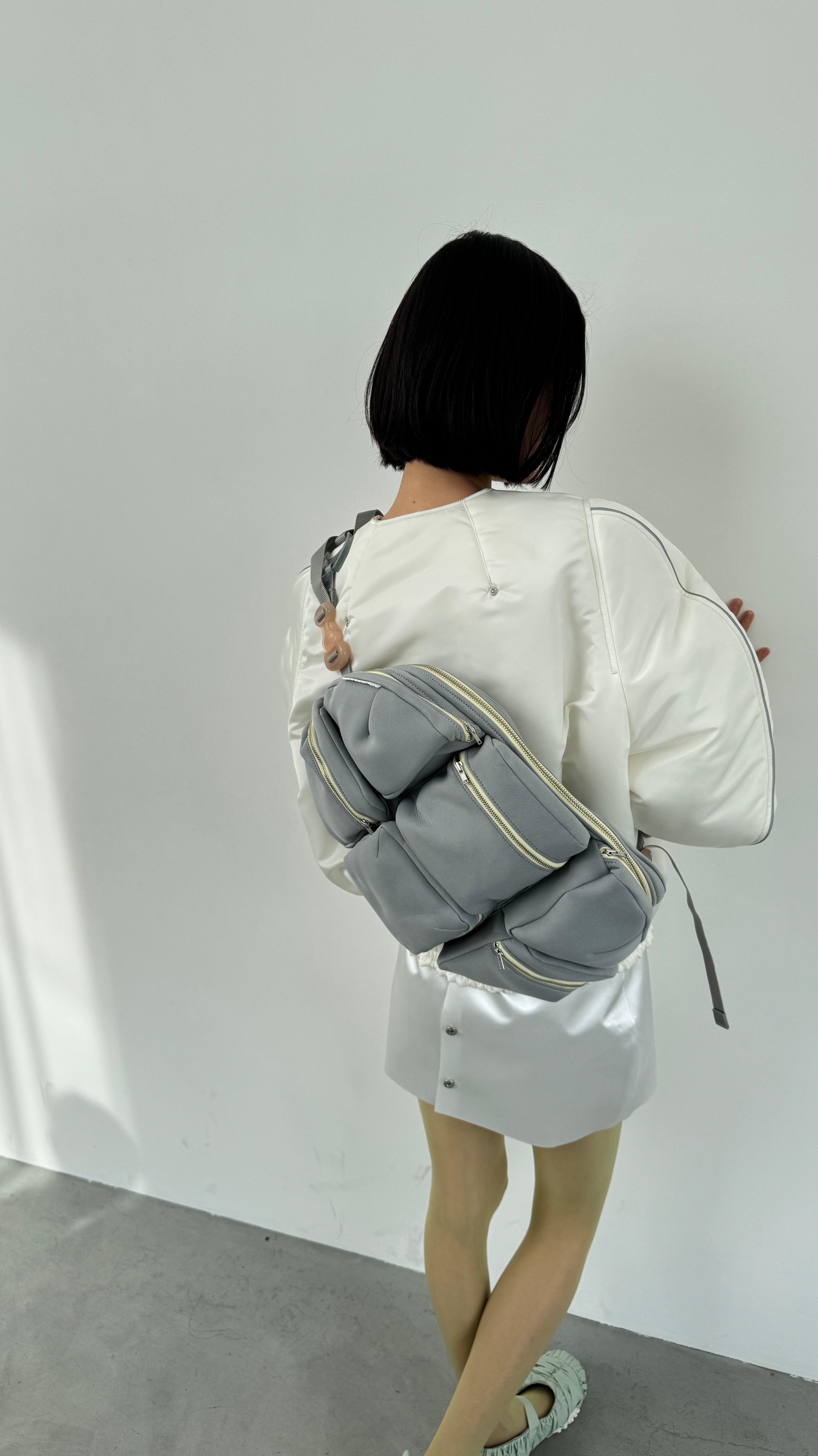 7 Pockets Bag Gray×Gray×Beige Neoprene