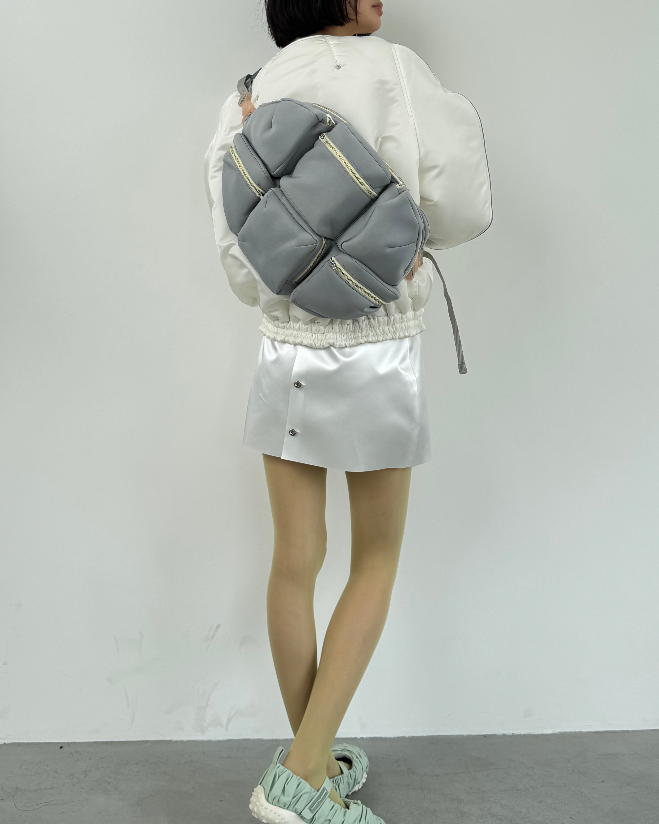 7 Pockets Bag Gray×Gray×Beige Neoprene