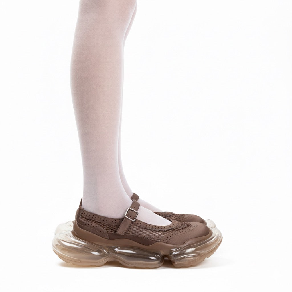 Mirage Mary Jane Mesh Brown Satin