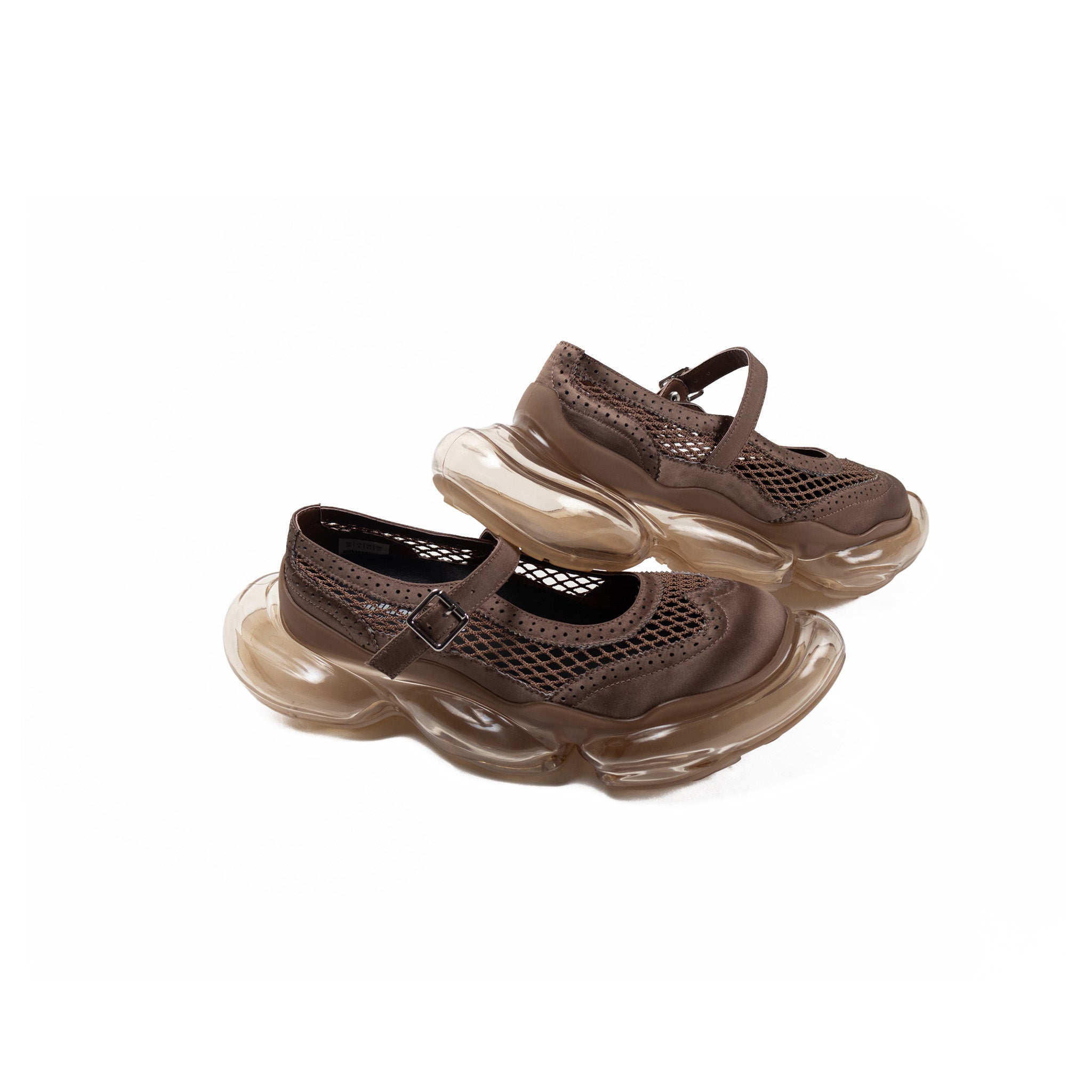 Mirage Mary Jane Mesh Brown Satin