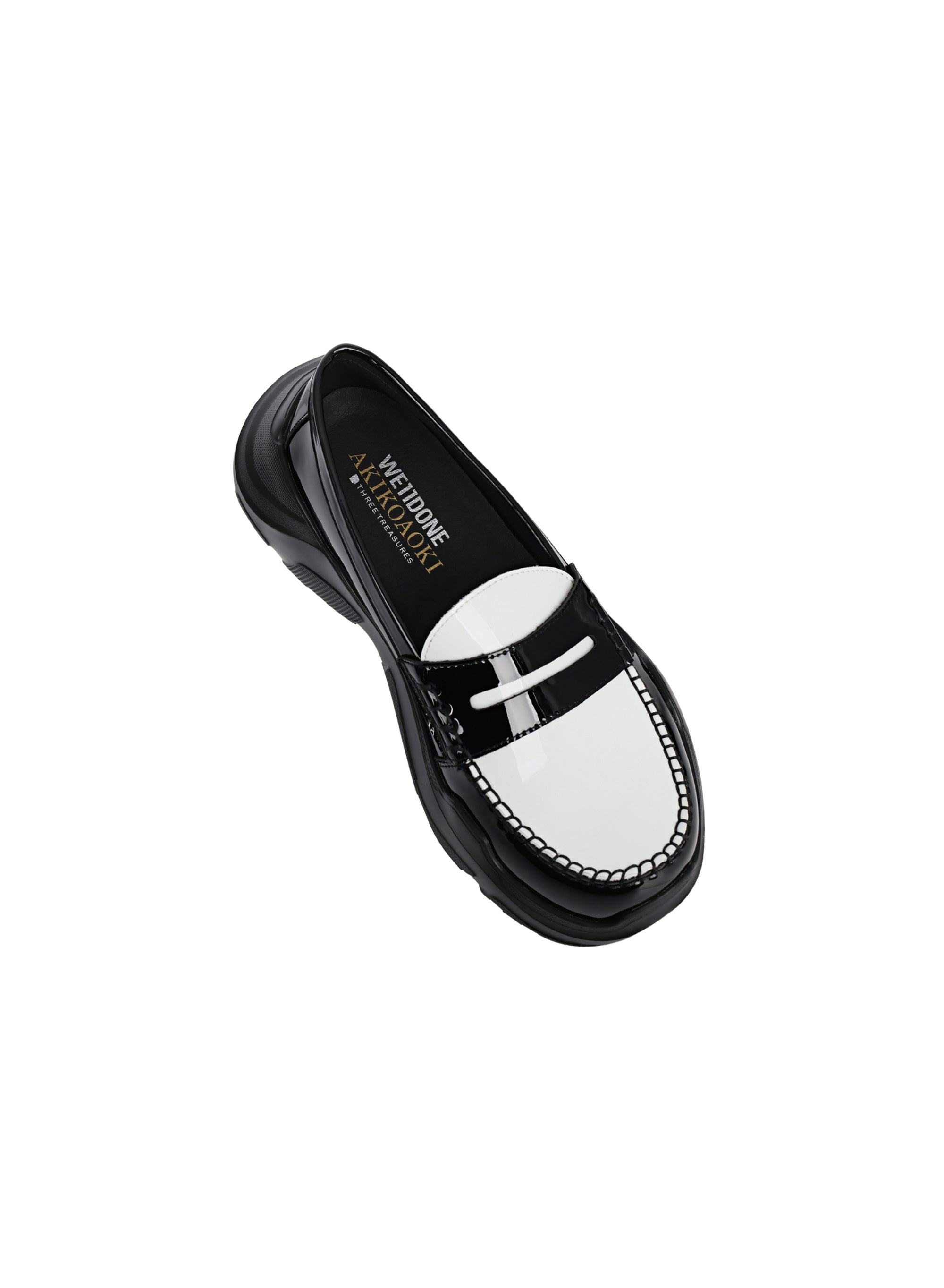 AKIKOAOKI X WE11DONE BLACK/WHITE WOMENS CONTRAST LOAFERS