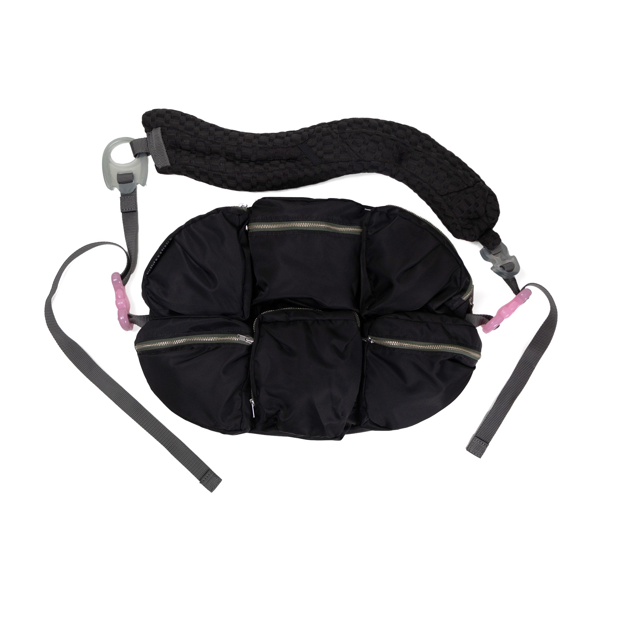 7 Pockets Bag Black×Black×Pink