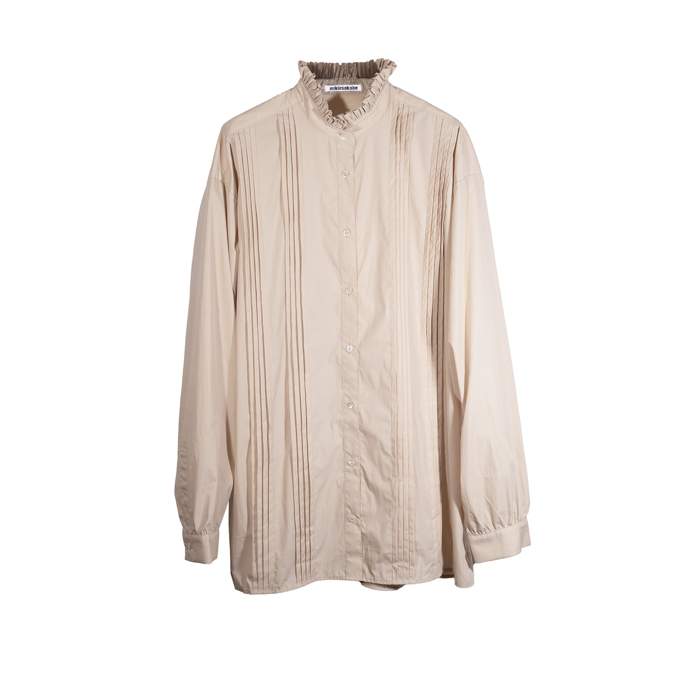 Cotton Pintuck Collar shirt Beige