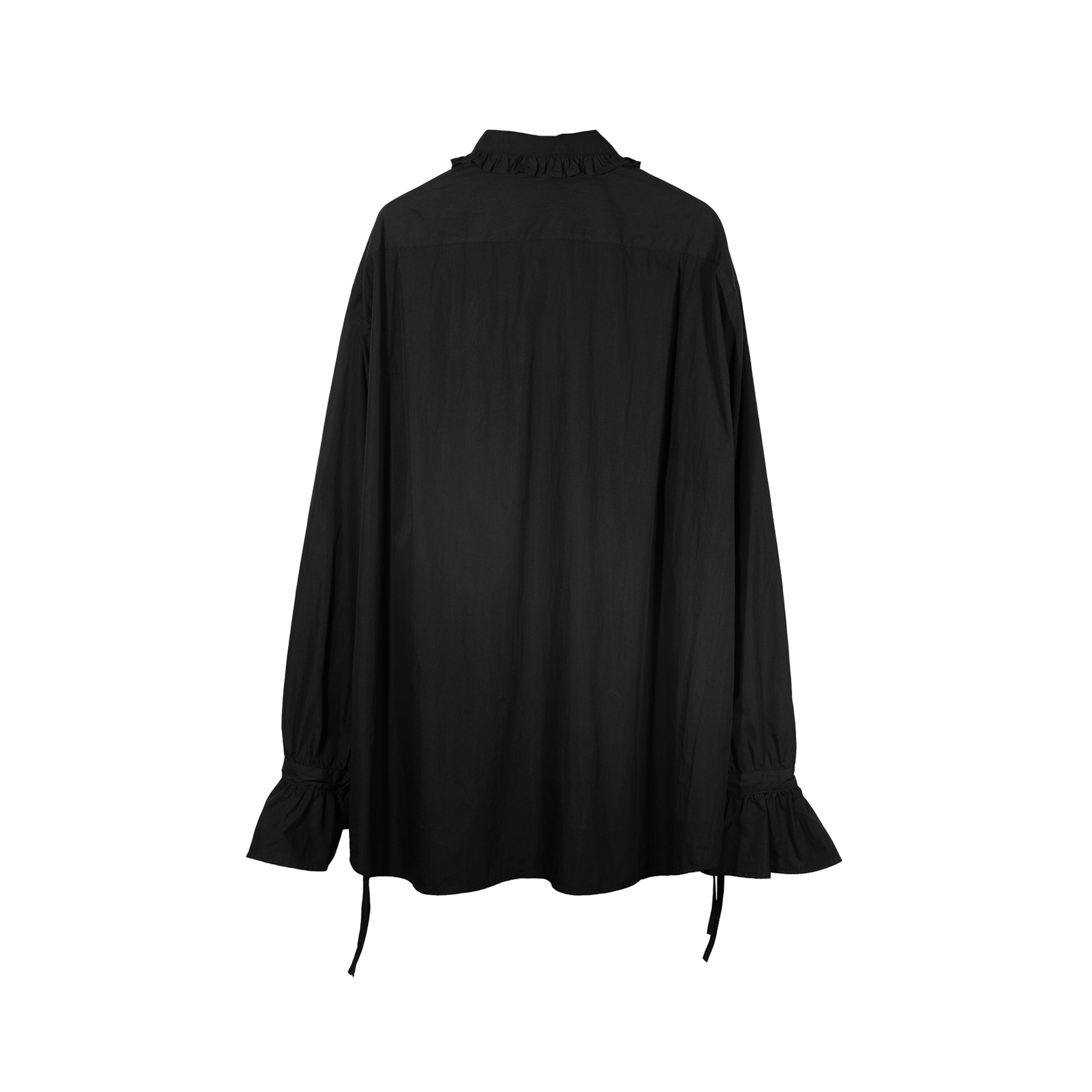 Cotton Frill Collar Shirt Black