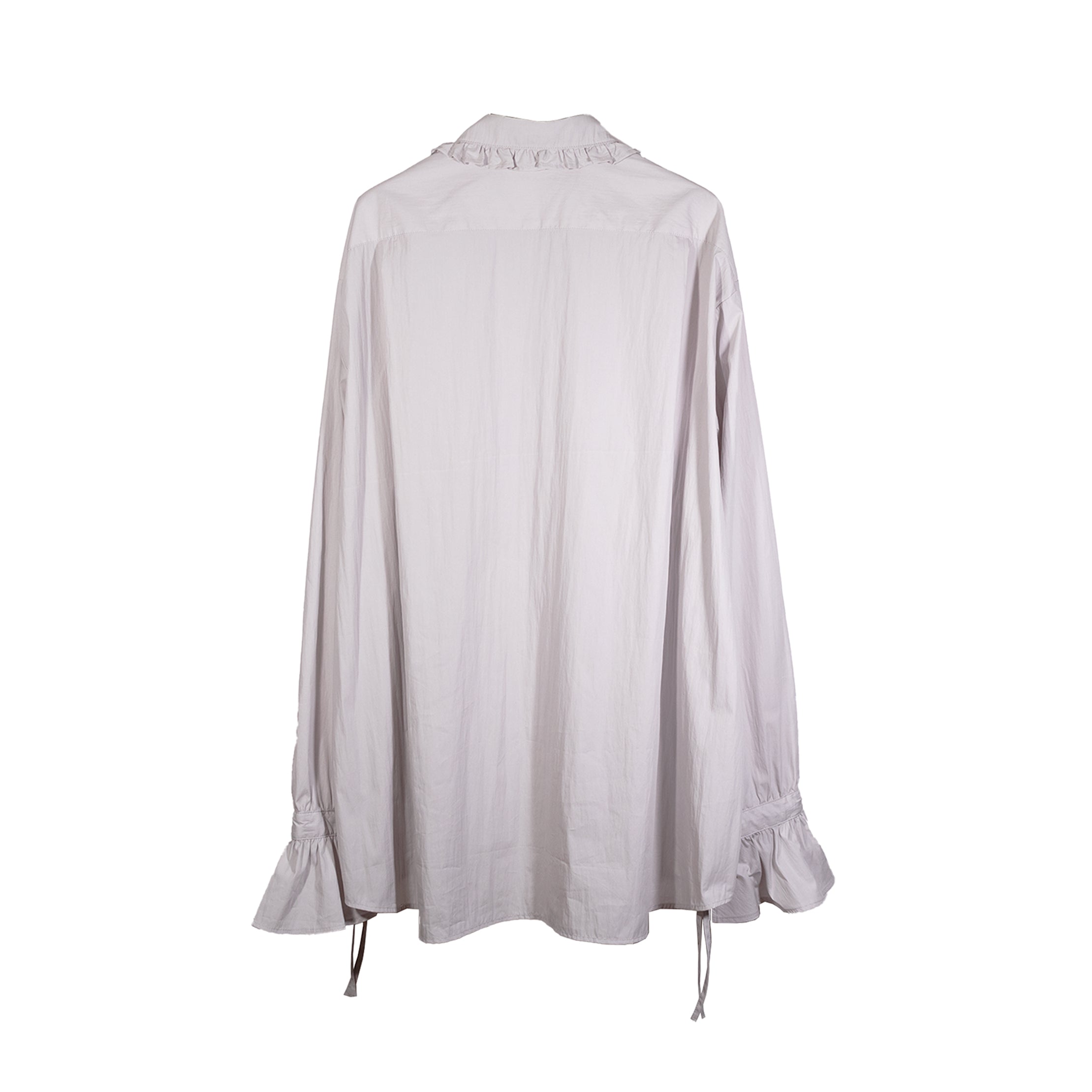 Cotton Frill Collar Shirt Light Gray