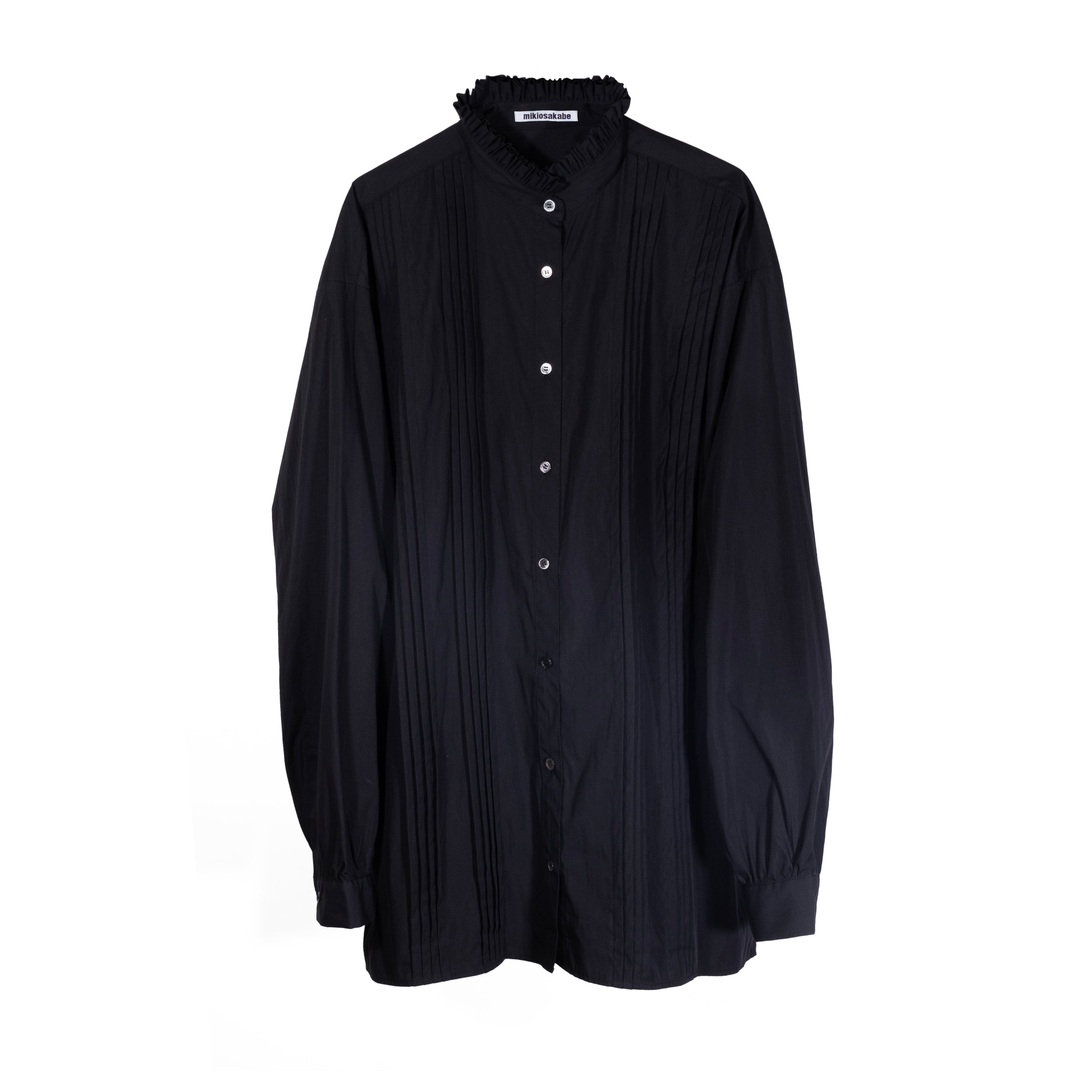 Cotton Pintuck Collar shirt Black