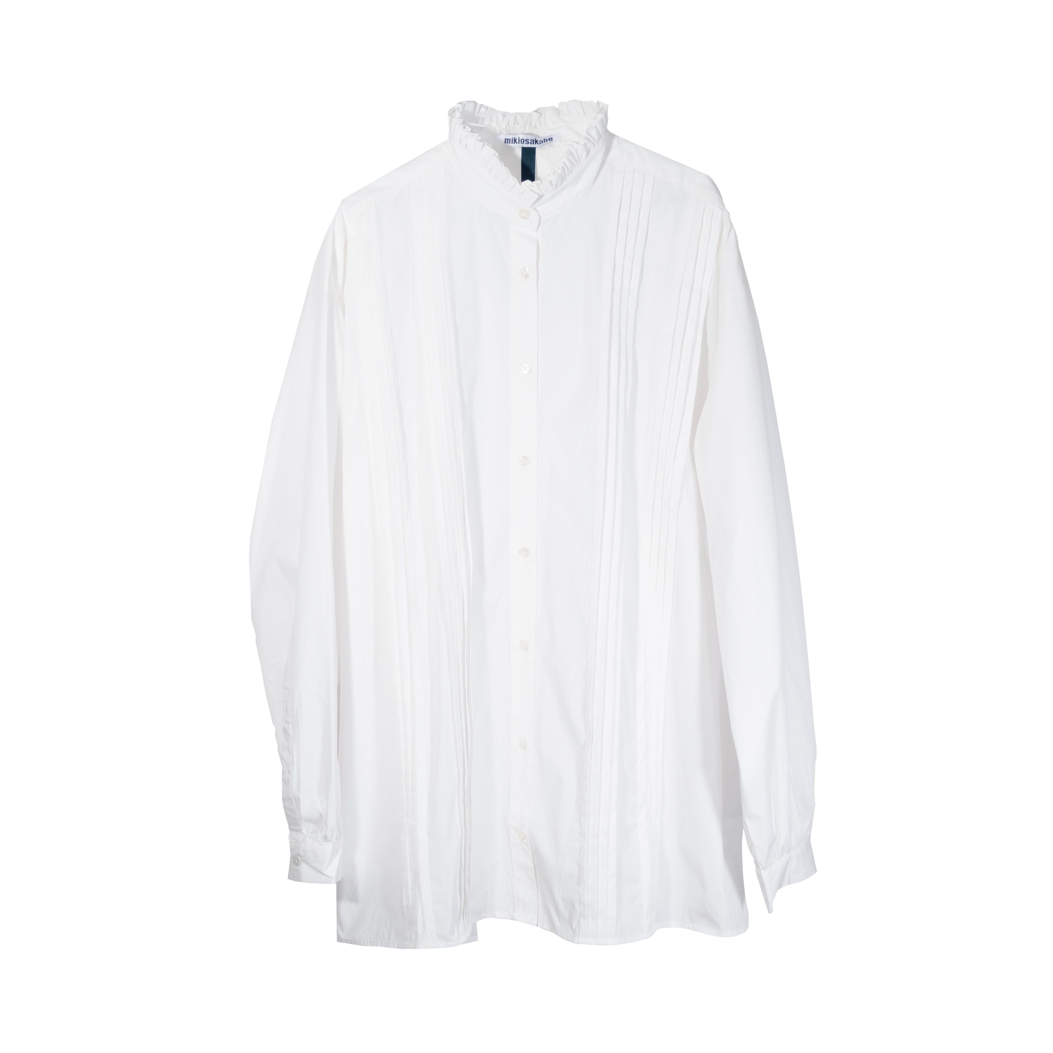 Cotton Pintuck Collar Shirt White