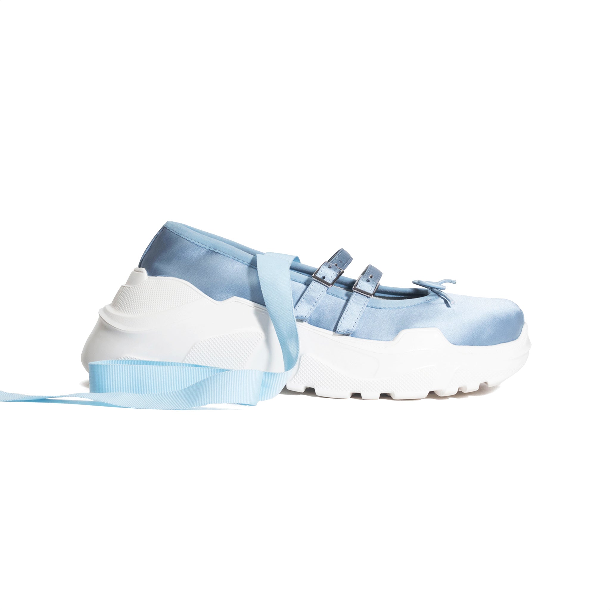 Giselle Baby Blue satin × White