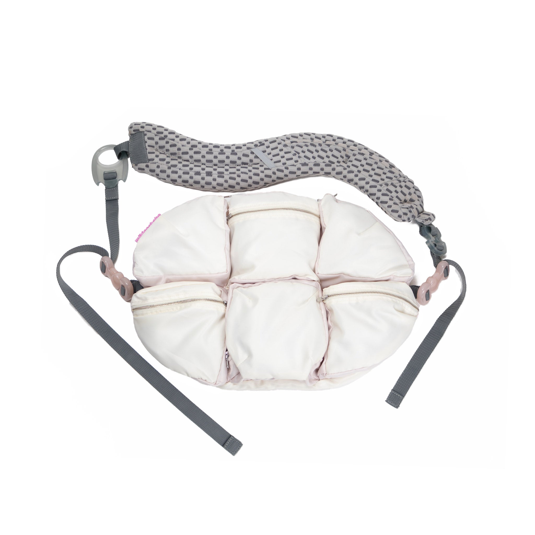 7 Pockets Bag Ivory×Gray×Pink