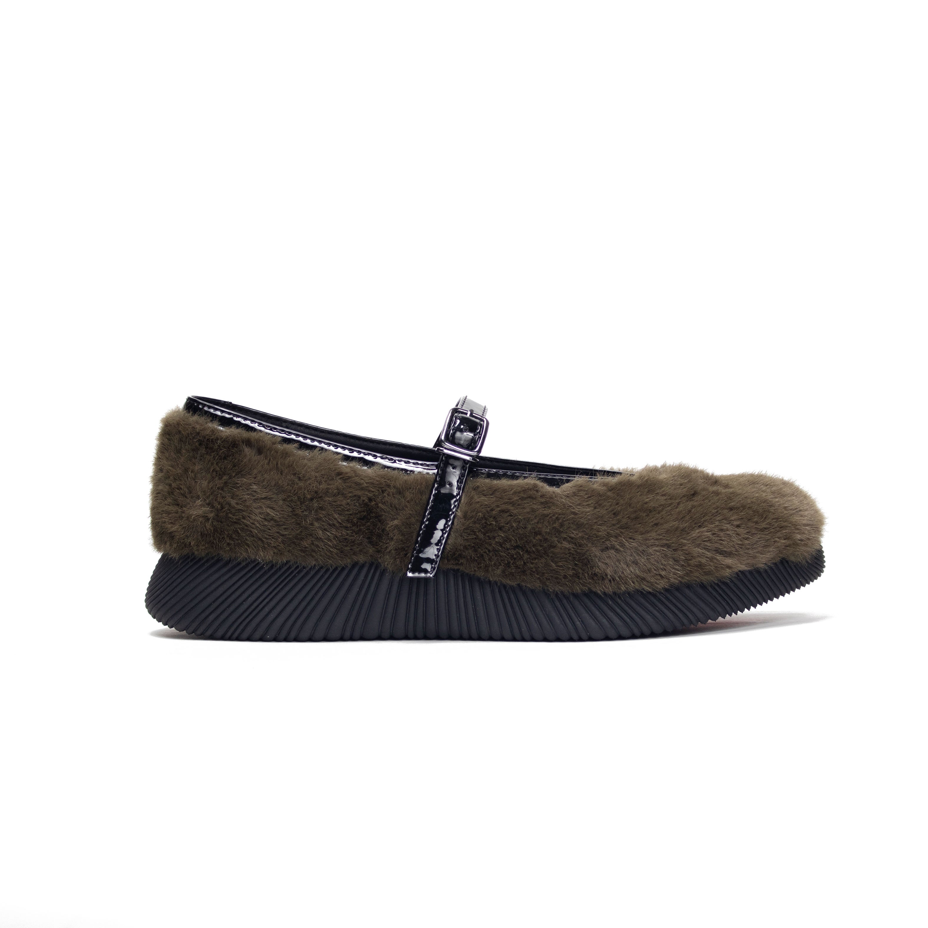 Fur shoes Khaki