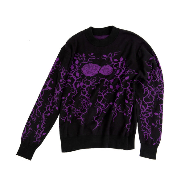 KEISUKEYOSHIDA rose tribal knit Black × Purple