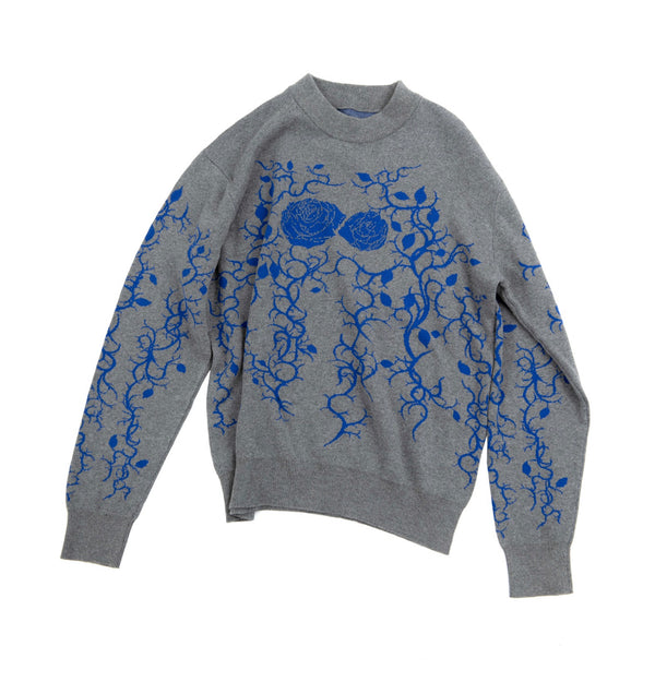 KEISUKEYOSHIDA rose tribal knit Gray × Blue